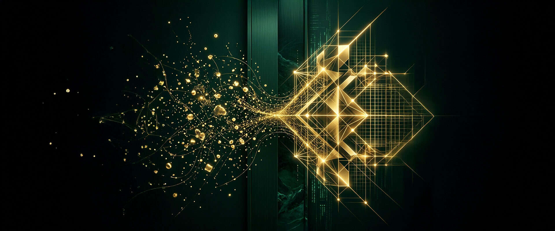 Digitale Transformation mit Plattformen und Systemen, leuchtende geometrische Formen, Technologie, I.