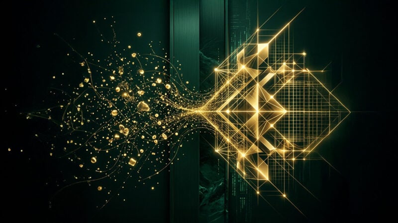 Digitale Transformation mit Plattformen und Systemen, leuchtende geometrische Formen, Technologie, I.